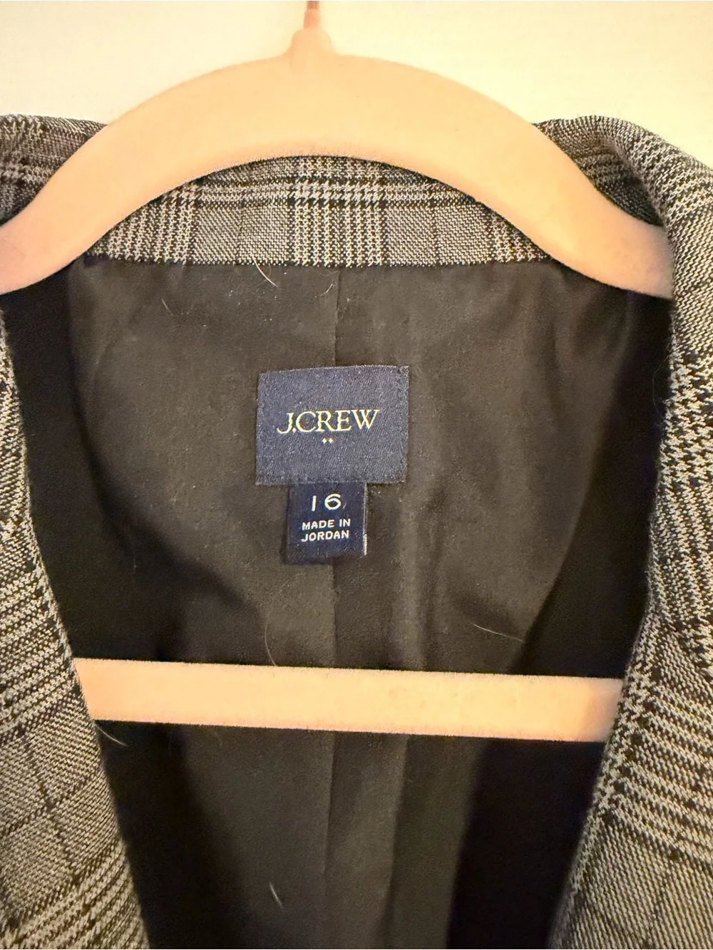 J. Crew Gray Plaid Notch-Lapel Single-Button Blazer